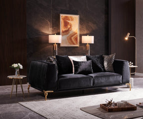 Modern Velvet Upholstered Wood Frame Sofa With Pillows - Omega Lifestyles