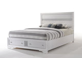 White Finish Low Profile Storage Queen Bed Frame - Omega Lifestyles
