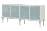 French Provincial Pearl White Silver Console Cabinet - Omega Lifestyles