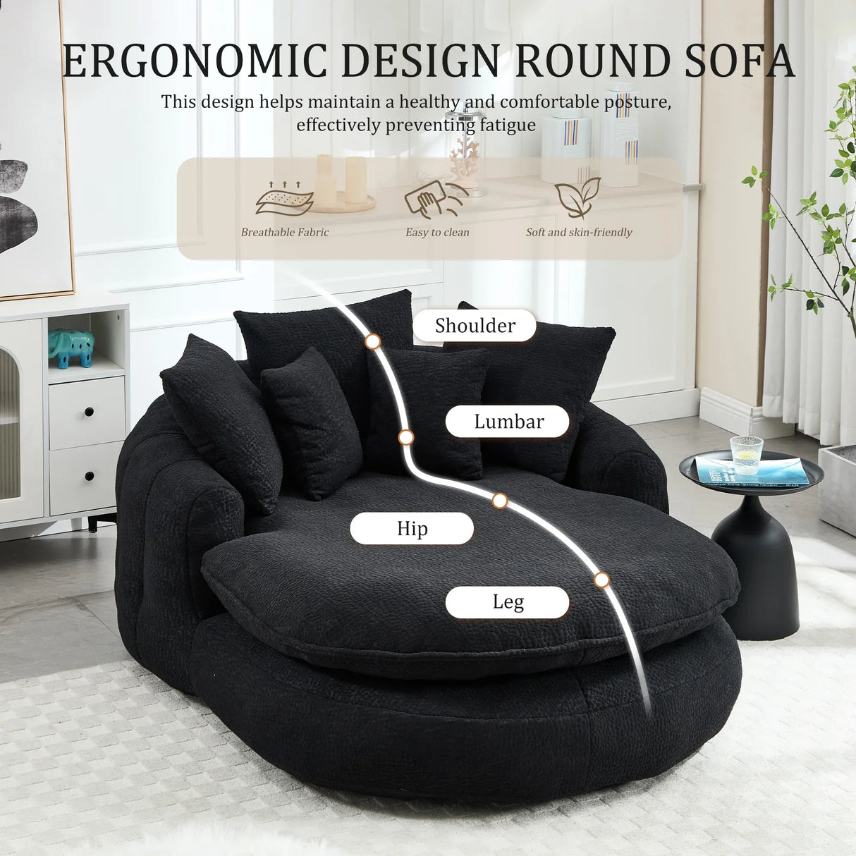 Oversized Chenille Memory Foam Bean Bag Sofa With Pillows - Omega Lifestyles
