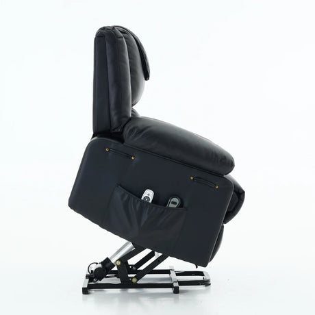 Medium-Firm Remote-Controlled Heating Massage Recliner PU Leather - Omega Lifestyles