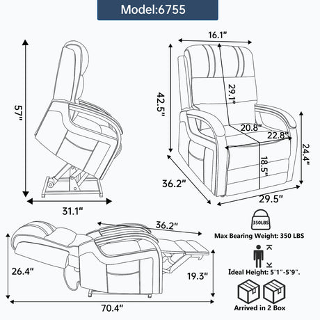 Power Lift Recliner Chair With Heat Massage and Wood Armrests - Omega Lifestyles