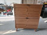 Farmhouse Walnut MDF Shoe Cabinet With Flip Drawers - Omega Lifestyles