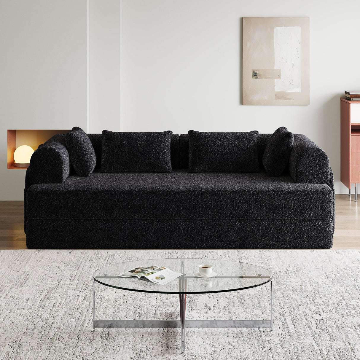 Convertible Chenille Sleeper Sofa Bed With Storage Pocket - Omega Lifestyles