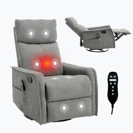 Heat Massage Recliner Chair With Swivel Rocker And Lumbar Heat - Omega Lifestyles
