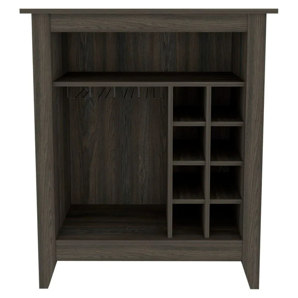 Particle Board Carbon Espresso Bar Cabinet With Wine Rack - Omega Lifestyles