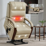 Power Beige Faux Leather Dual Motor Massage Recliner Chair - Omega Lifestyles