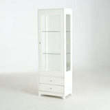 Modern Upholstered Glass Display Cabinet With Adjustable LED Light - Omega Lifestyles