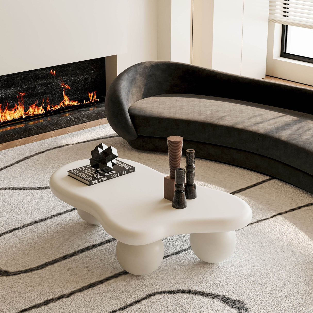 Modern 40-Inch Cloud Shaped Lacquered Coffee Table - Sleep Galleria