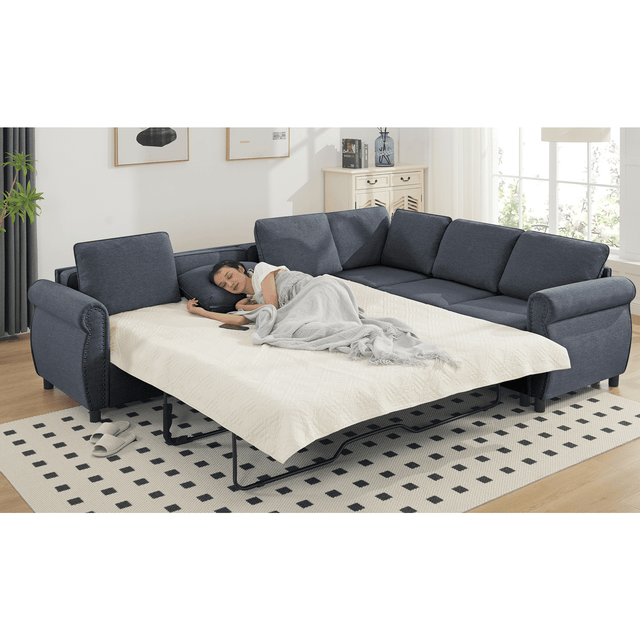 6-Seater Medium-Soft L-Shaped Pull-Out Sleeper Sofa - Omega Lifestyles