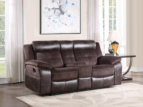 Manual Recliner Console Two-Tone Faux Leather Seating - Omega Lifestyles