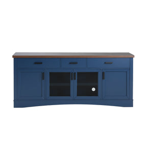 Blue 67-Inch Manufactured Wood TV Console Stand - Omega Lifestyles