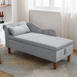 Classic Velvet Storage Chaise Lounge With Pillow - Omega Lifestyles
