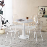 5-Piece Mid-Century White MDF Dining Table Set