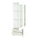 Modern Upholstered Glass Display Cabinet With Adjustable LED Light - Omega Lifestyles