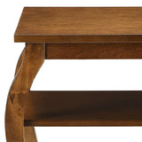 Walnut Finish Square Leg Accent Table With Storage Shelves - Omega Lifestyles