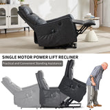 Medium-Firm Grey Faux Leather Power Lift Recliner Chair With Massage - Omega Lifestyles