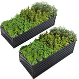Set Of 2 Large Galvanized Steel Raised Garden Beds