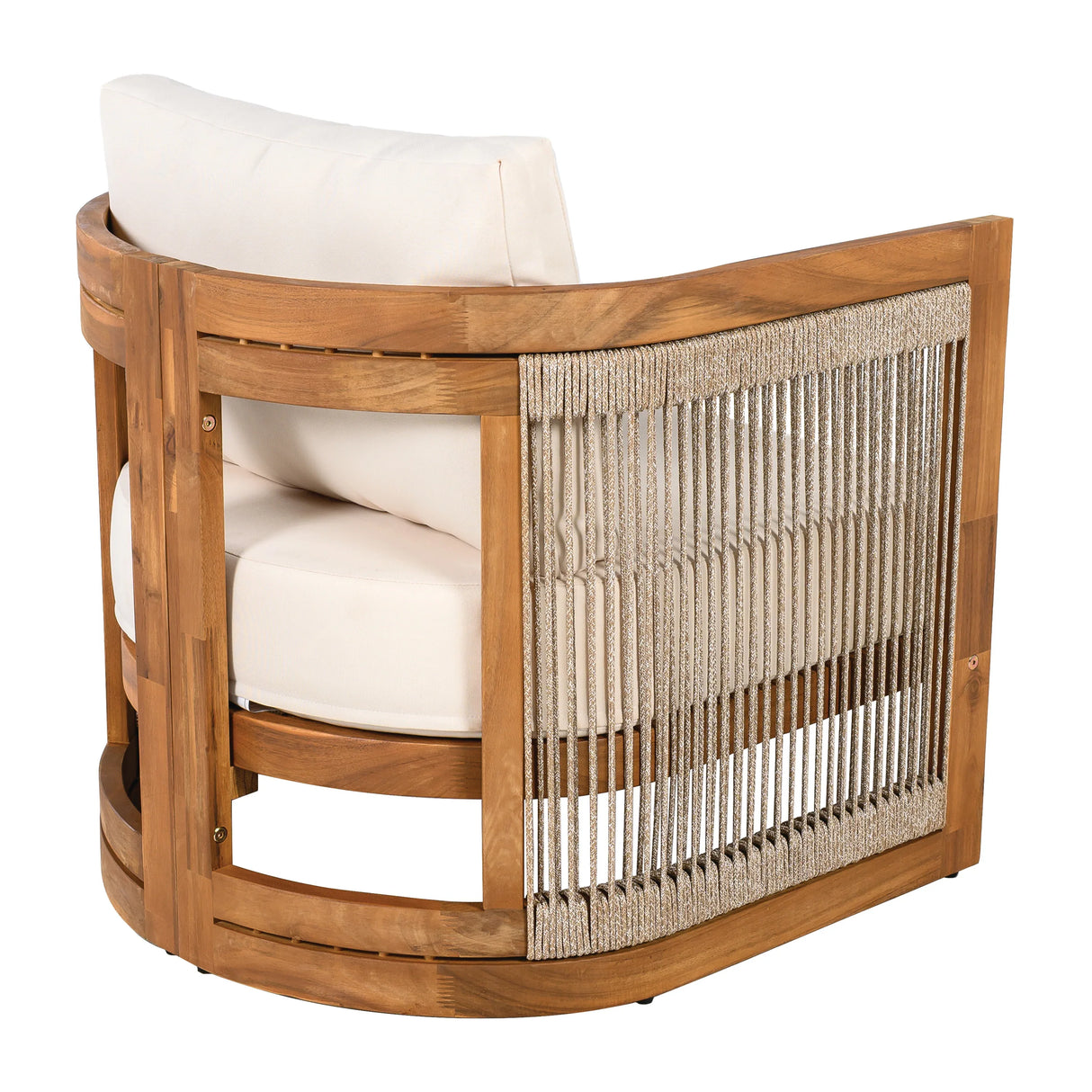 Premium Acacia Wood Outdoor Tub Club Chair With Cushions - Omega Lifestyles