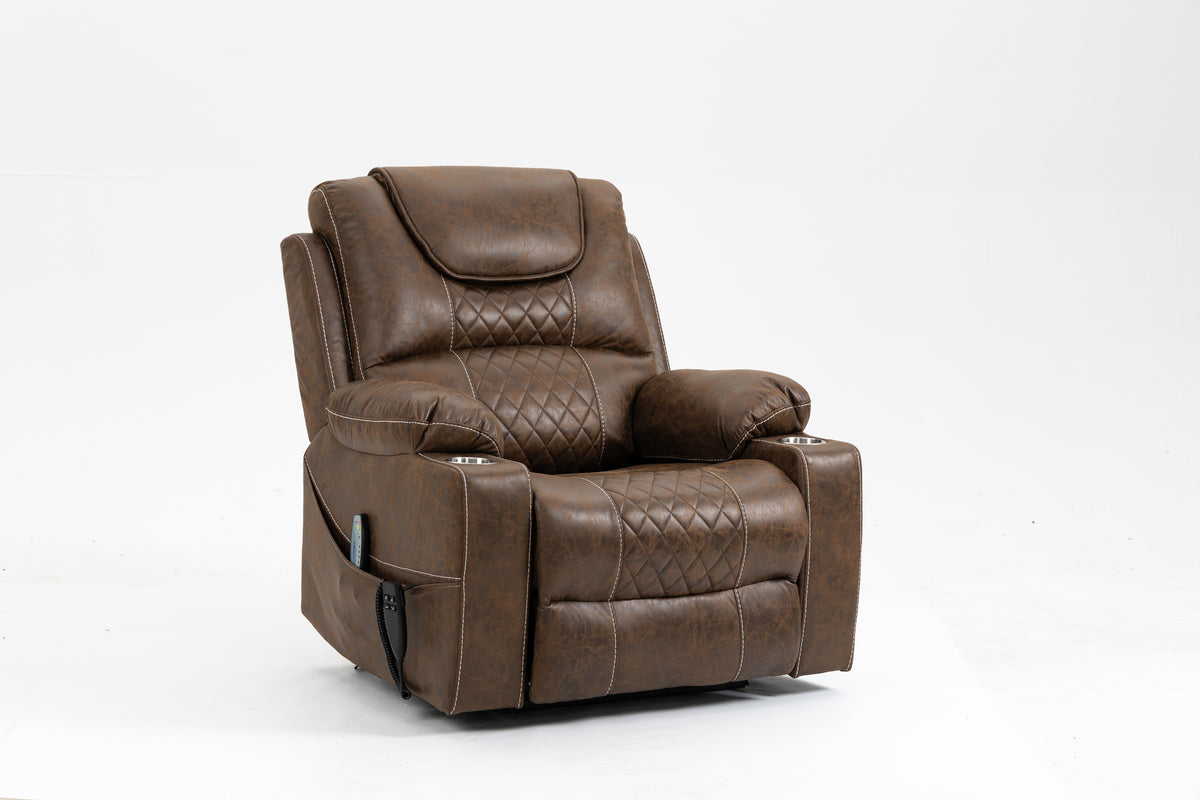 Oversized Velvet OKIN Motor Lift Massage Recliner Chair