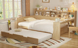 Full Wooden Bed Frame With Trundle Storage And Study Desk - Omega Lifestyles