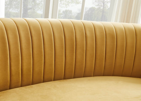 Gold Velvet Curved Modern Sofa Seating - Omega Lifestyles