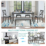 6-Piece Acacia Wood Dining Table Set With Upholstered Chairs - Omega Lifestyles