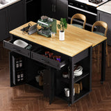 Extendable Rubber Wood Veneer Kitchen Island Cart - Omega Lifestyles