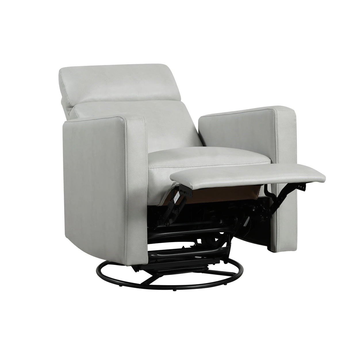 Contemporary Smoke Faux Leather Swivel Gliding Recliner Chair - Omega Lifestyles