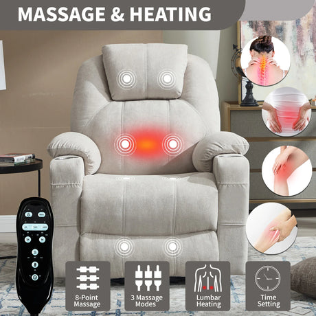 Power Lift Recliner Chair With Massage Lumbar Heat - Omega Lifestyles