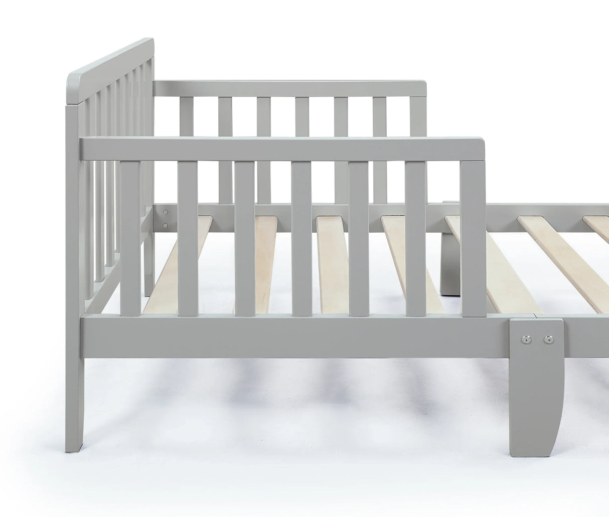 Solid Wood Light Gray Toddler Bed With Safety Rails - Omega Lifestyles