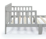 Solid Wood Light Gray Toddler Bed With Safety Rails - Omega Lifestyles