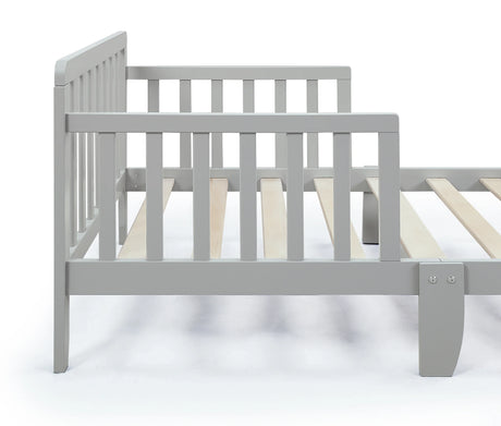 Solid Wood Light Gray Toddler Bed With Safety Rails - Omega Lifestyles