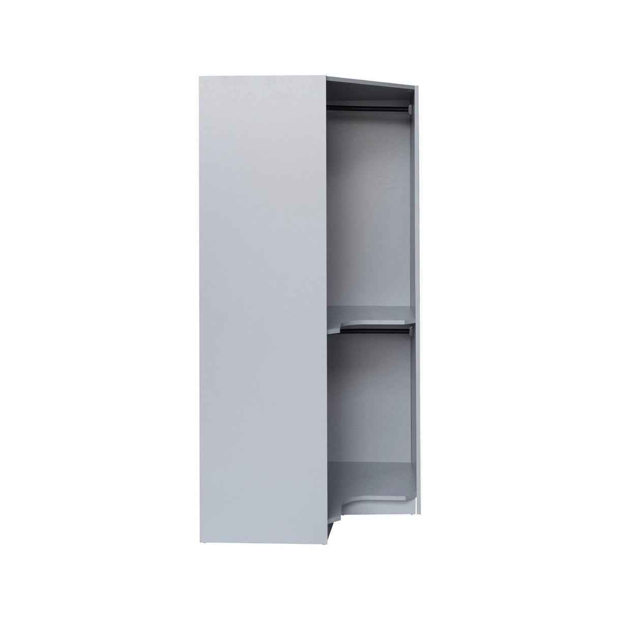 Polygon Corner Space-Saving Gray Particle Board Wardrobe - Omega Lifestyles