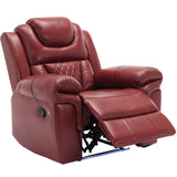 Wine Red Faux Leather Manual Recliner Chair With LED Strip - Omega Lifestyles