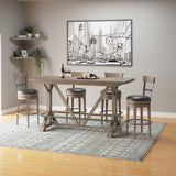Brown Solid Wood Bar Height Trestle Table