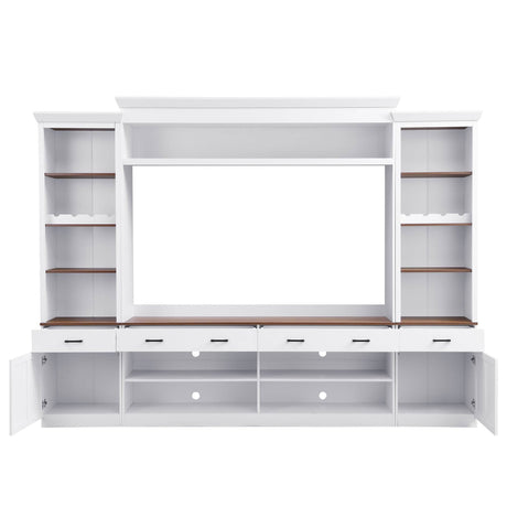 Farmhouse 4-Piece White Walnut TV Stand Set - Omega Lifestyles