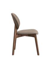 Set of 2 Light Brown Linen Upholstered Walnut Side Chairs - Omega Lifestyles