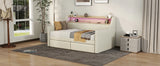 Twin PU Leather Daybed With Storage Drawers Charging Station - Omega Lifestyles
