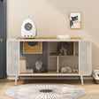 Spacious Fir Wood Iron Frame Tempered Glass Cat House - Sleep Galleria