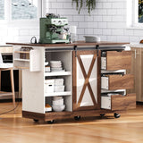 Farmhouse Sliding Barn Door Kitchen Island Cart - Omega Lifestyles