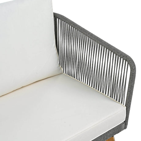 4-Piece Mid-Century Modern Woven Rope Patio Furniture Set - Omega Lifestyles