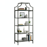 Mid-Century Modern Black Engineered Wood Bookcase - Omega Lifestyles