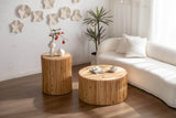 Set of 2 Natural MDF Fir Round Coffee Tables - Omega Lifestyles