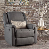Charcoal Fabric Glider Recliner With Swivel And Manual Recline - Omega Lifestyles