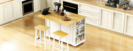 Rolling Kitchen Island Cart With Drop Leaf And Power Outlet - Omega Lifestyles