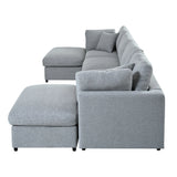 130-Inch Modular Chenille Fabric U-Shaped Sectional Sofa With Ottomans - Omega Lifestyles