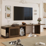 Mid-Century Modern Extendable Walnut Cat Furniture TV Stand - Omega Lifestyles