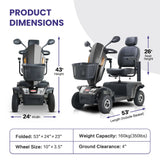 Heavy Duty Metal Mobility Scooter With Pneumatic Tires - Omega Lifestyles