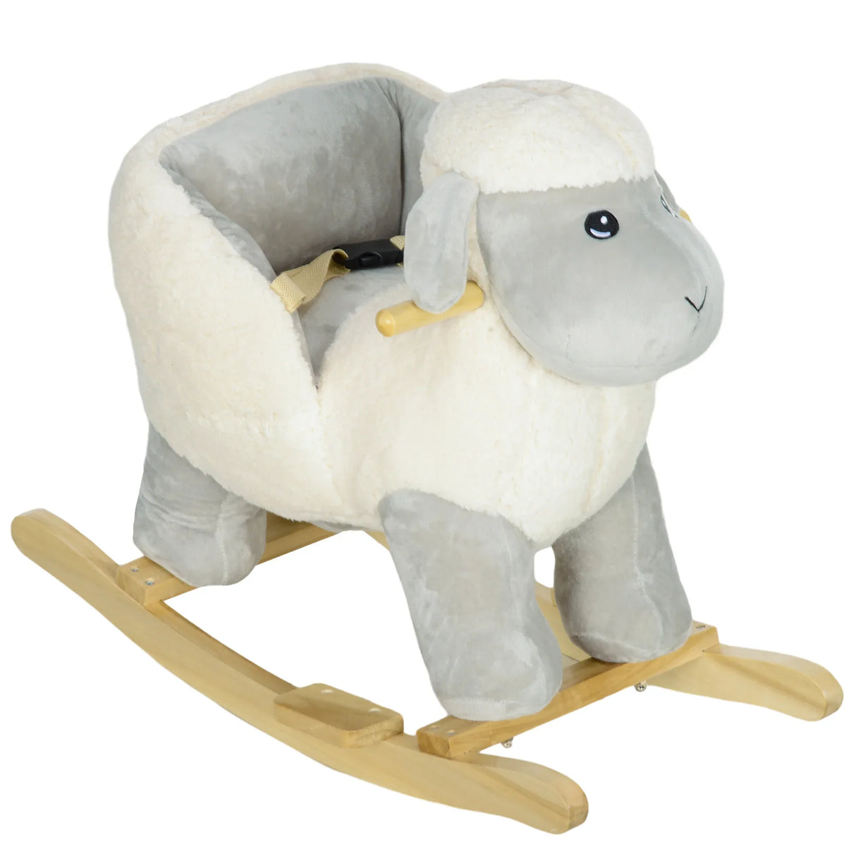 Plush Lamb Toddler Rocking Horse With Safety Belt - Omega Lifestyles